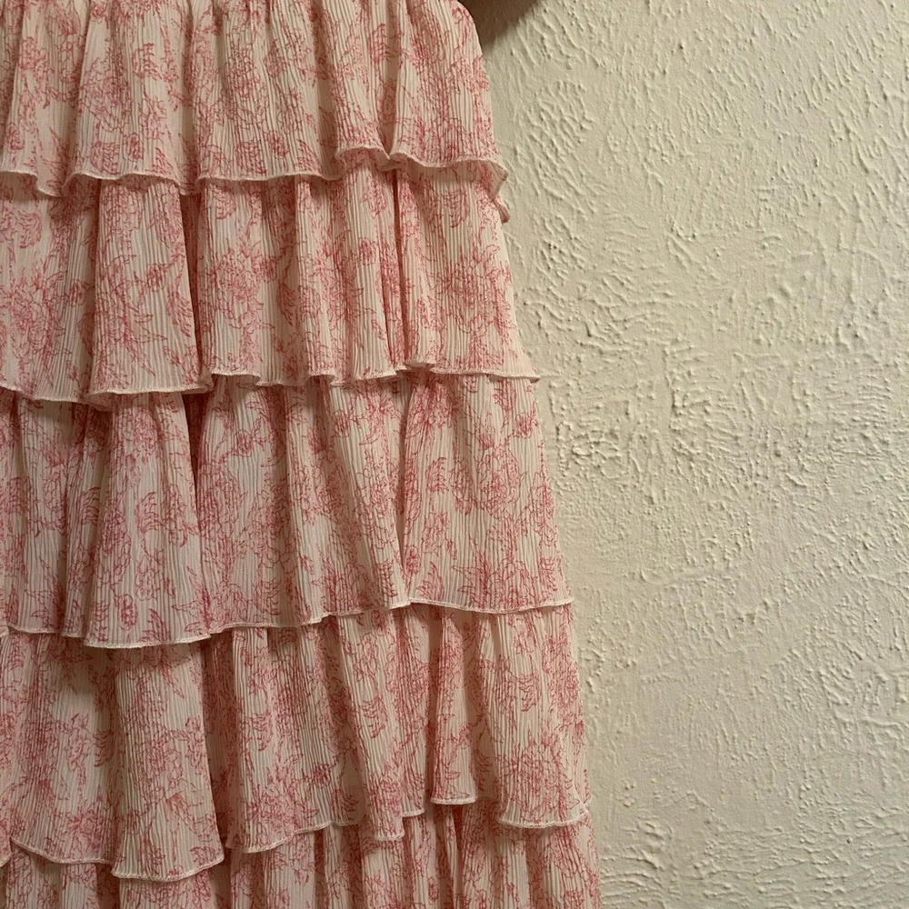 Elegant Pink Ruffle Midi Dress - Picture 5 of 9